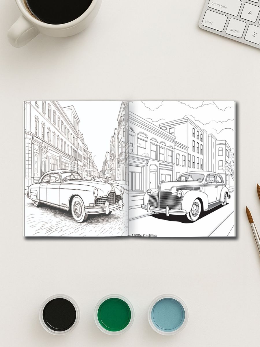 Classic Cruisers – 115 Vintage Car Coloring Pages - Image 3