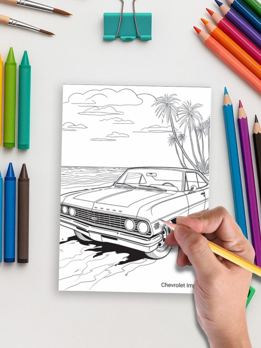 Classic Cruisers – 115 Vintage Car Coloring Pages - Image 5