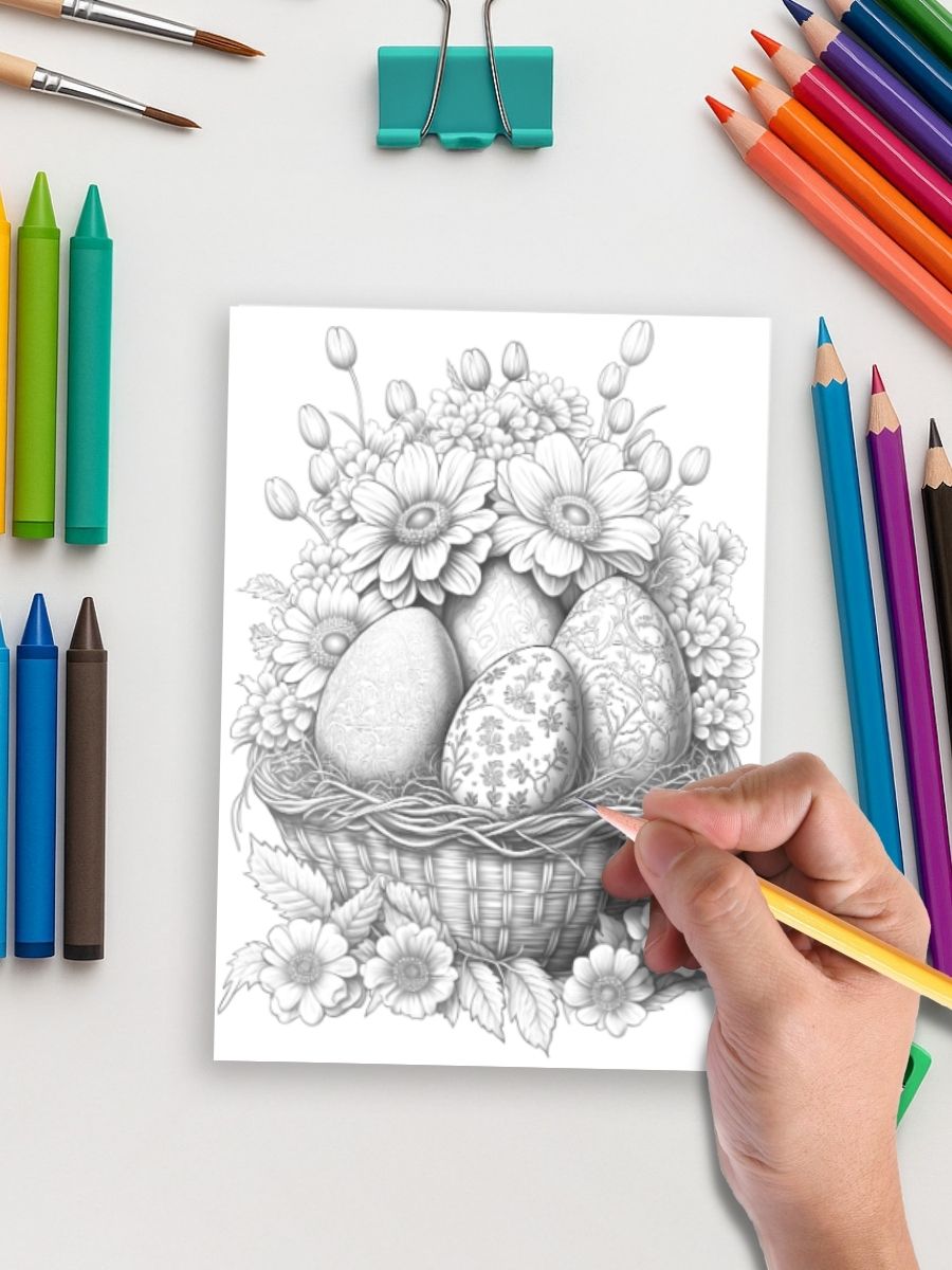 Easter Bloom Baskets – 25 Festive Coloring Pages - Image 4